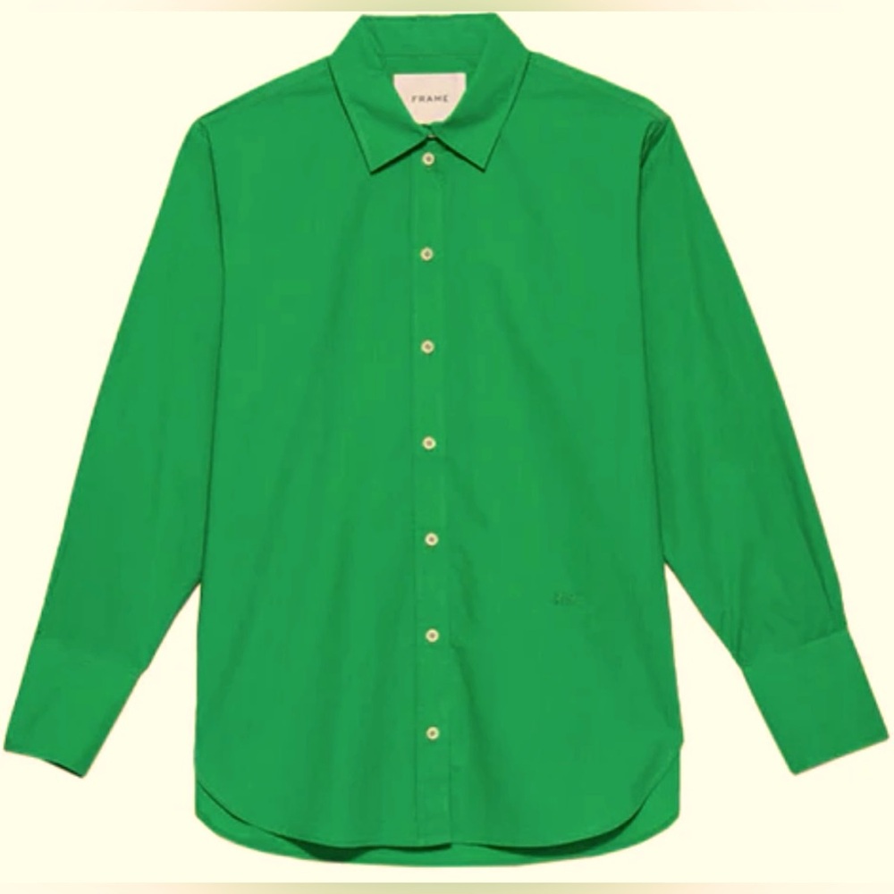 Frame Green grass oversi button down shirt